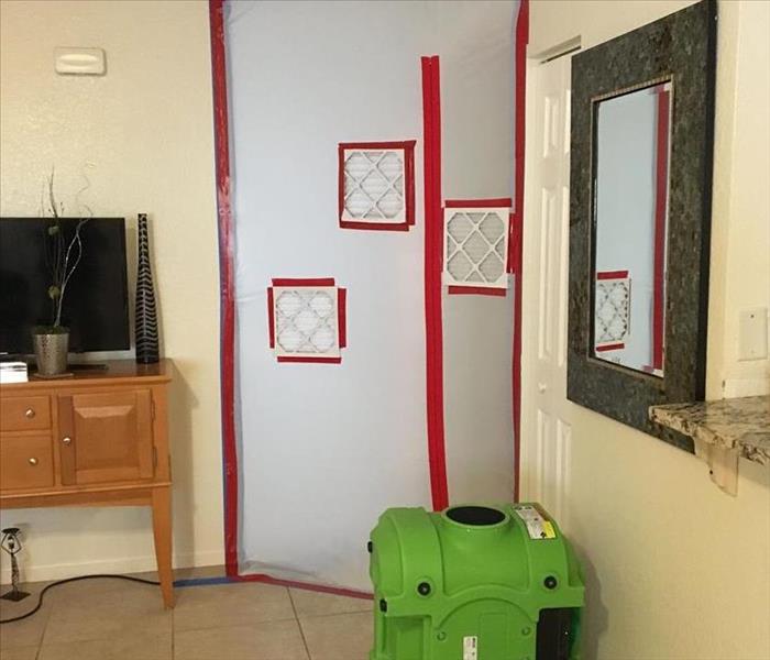 room in home contained during mold remediation process